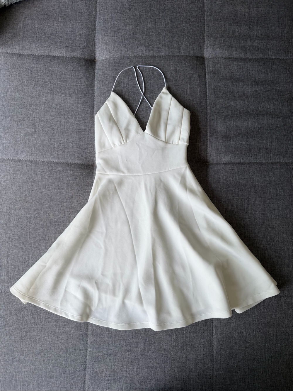 White V-Neck Mini Dress